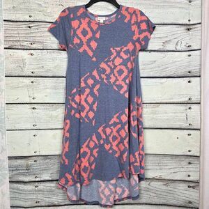 LuLaRoe XXS Blue Coral Print Hi-Low Carly Dress